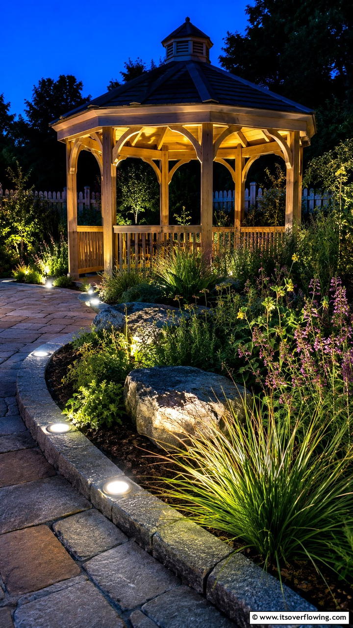 Subtle In Ground Lighting - 30 Gazebo Lighting Ideas- Ambient Outdoor Illumination