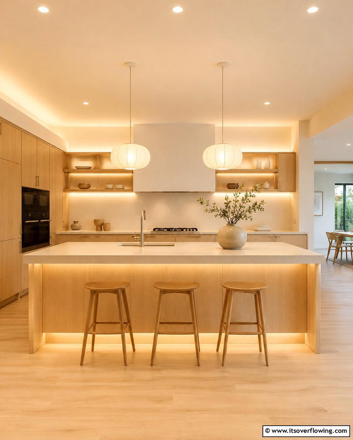 Subtle Lighting Layers - 25 Japanese Style Kitchen Ideas for a Zen Atmosphere