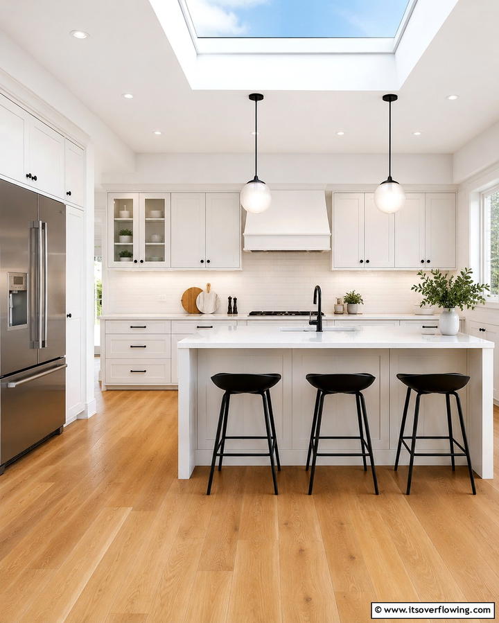 Subtle Matte Finish - 20 White Kitchen Cabinets With Black Hardware Ideas