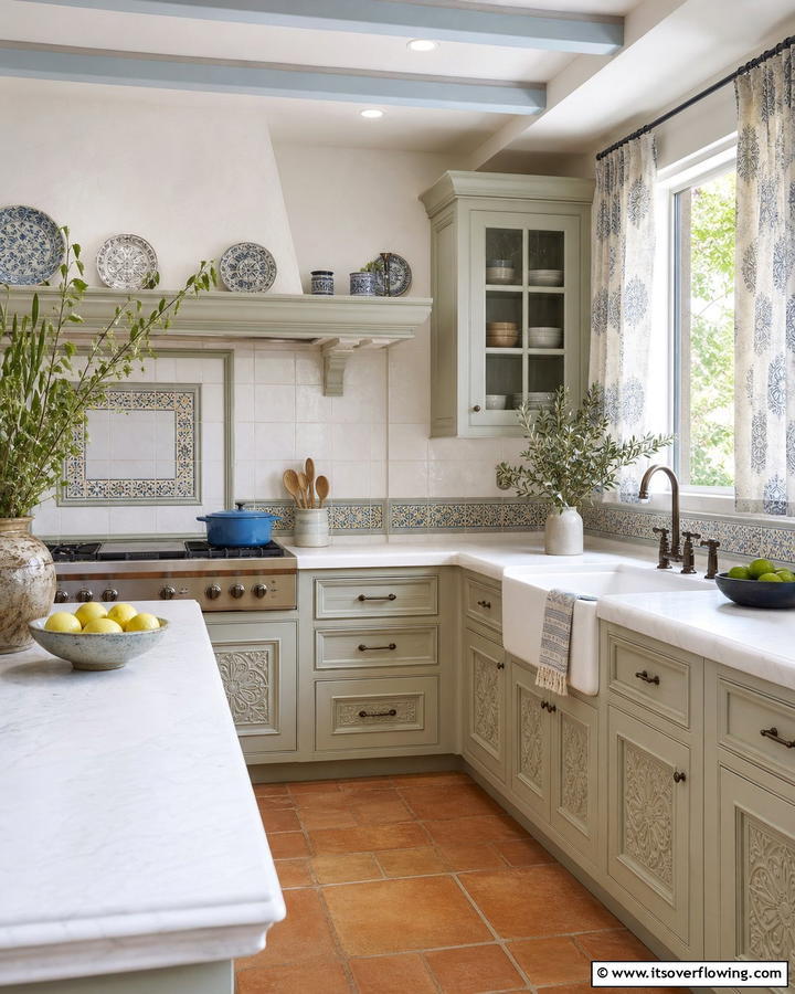 Subtle Mediterranean Patterns - 21 Mediterranean Kitchen Ideas for Warm & Inviting Vibes