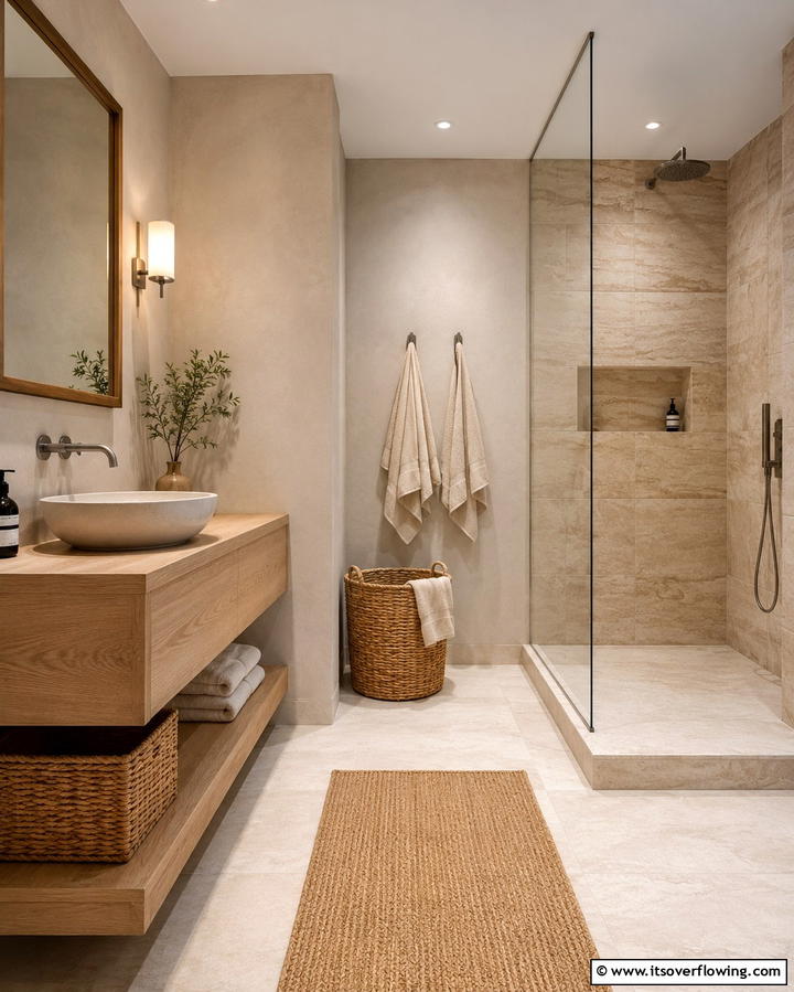 Subtle Natural Warmth - 30 Beige Bathroom Ideas for Timeless and Serene Design Schemes