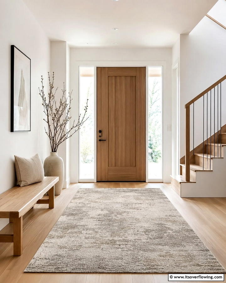 Subtle Neutral Balance - 30 Welcoming Entryway Rug Designs to Elevate First Impressions