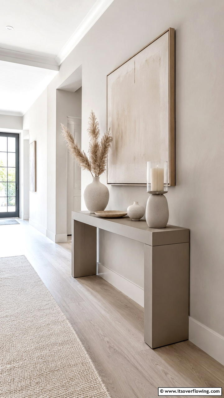 Subtle Neutrals - 30 Console Table Decor Ideas- Elevate Entryways and Halls