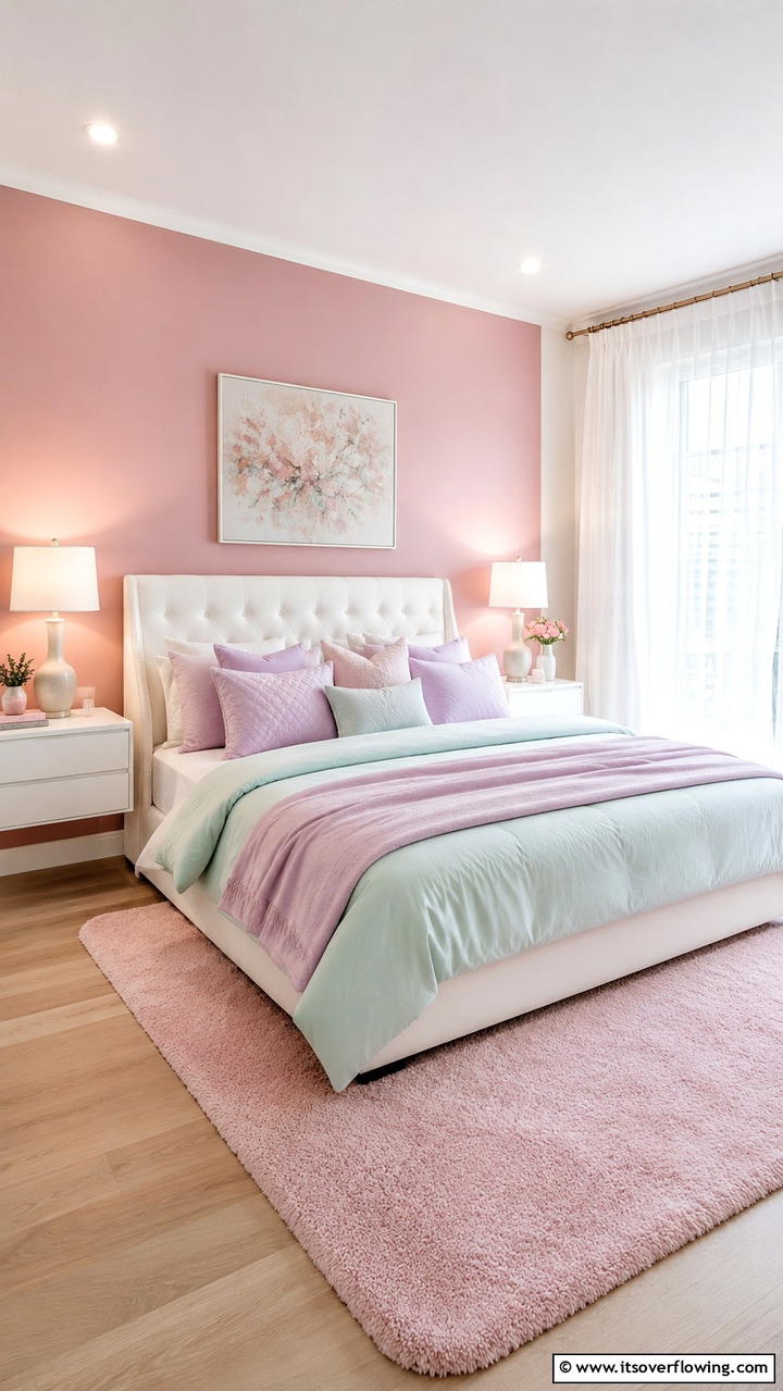 Subtle Pastel Hues - 30 Bedroom Accent Wall Ideas to Transform Your Space