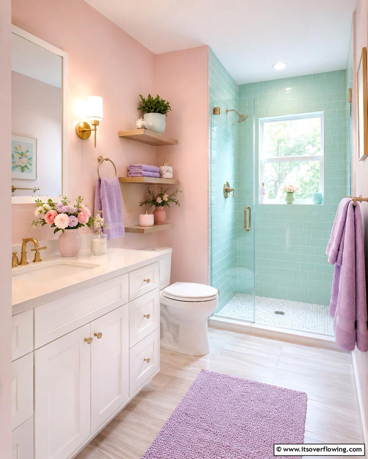 Subtle Pastel Palette - 30 Romantic Bathroom Ideas for a Luxurious Spa Retreat