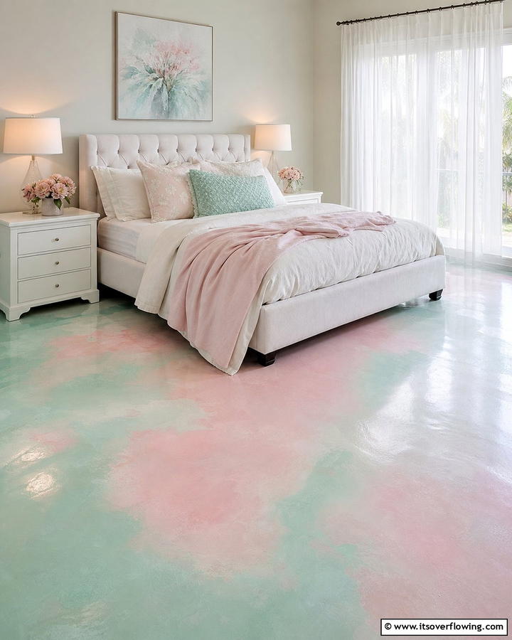 Subtle Pastel Shades - 20 Indoor Concrete Floor Paint Ideas for a Modern Look