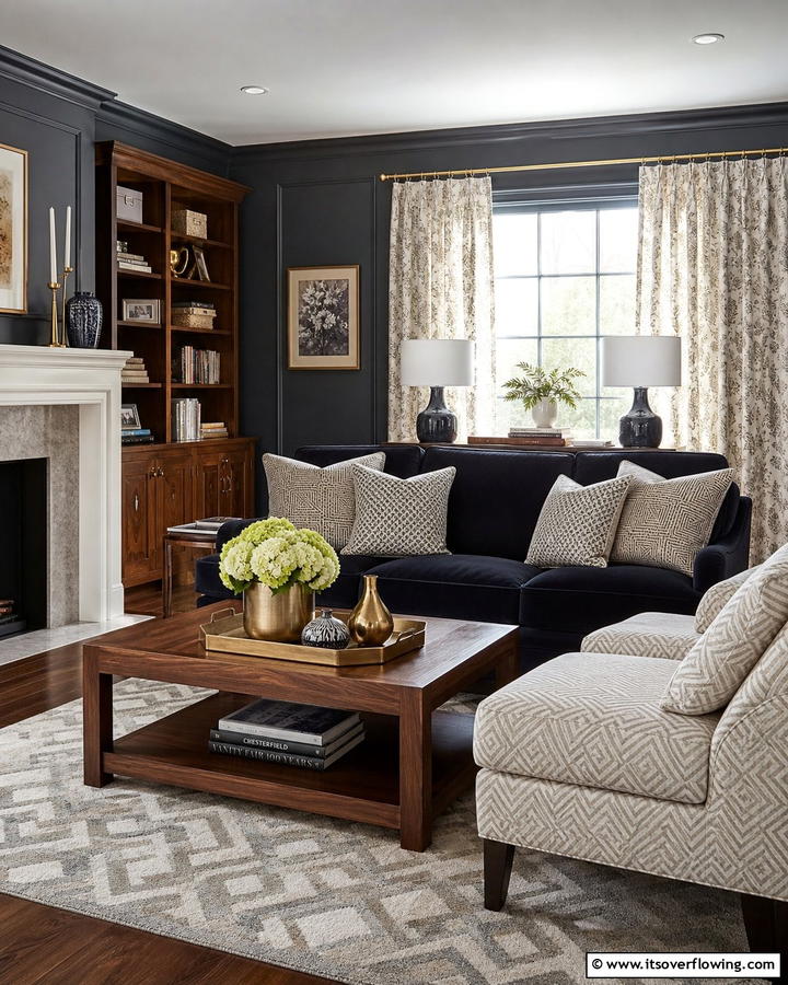 Subtle Patterns for Depth - 20 Moody Living Room Ideas for a Dramatic Atmosphere