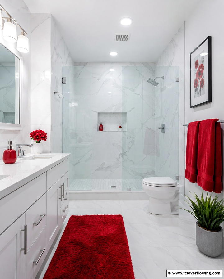 Subtle Red Accents - 25 Red Bathroom Ideas for a Luxurious Feel