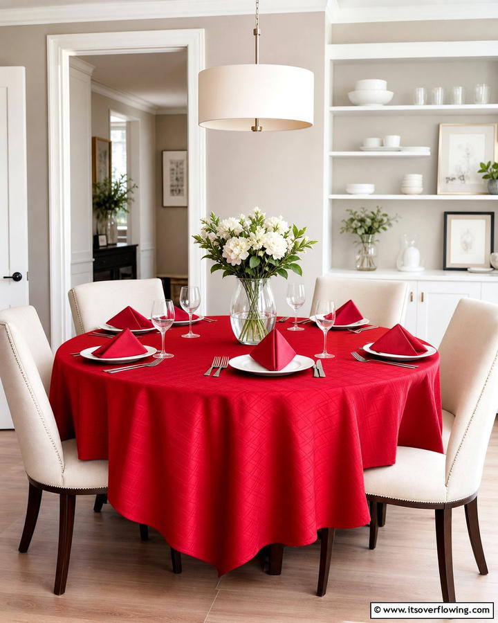Subtle Red Table Linens - 20 Red Dining Room Ideas for a Bold and Vibrant Space