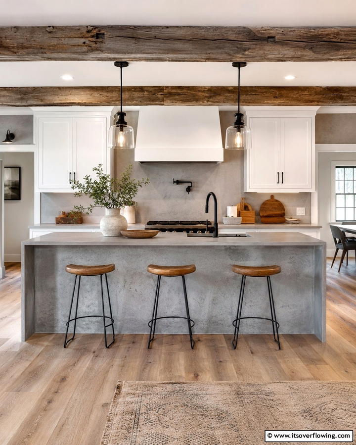 Subtle Rustic Modernity - 30 Grey and White Kitchen Ideas for Timeless Monochromatic Design