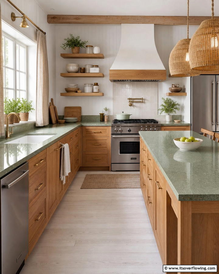 Subtle Sage Inspirations - 30 Countertop Colors That Harmonize With Oak Cabinets