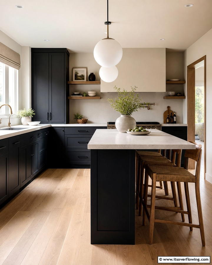 Subtle Serenity - 30 Kitchens With Black Cabinets for Bold Elegance