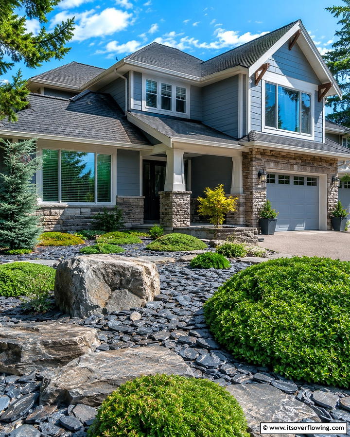 Subtle Slate Blue Harmony - 30 Serene Blue Exterior House Colors to Boost Curb Appeal