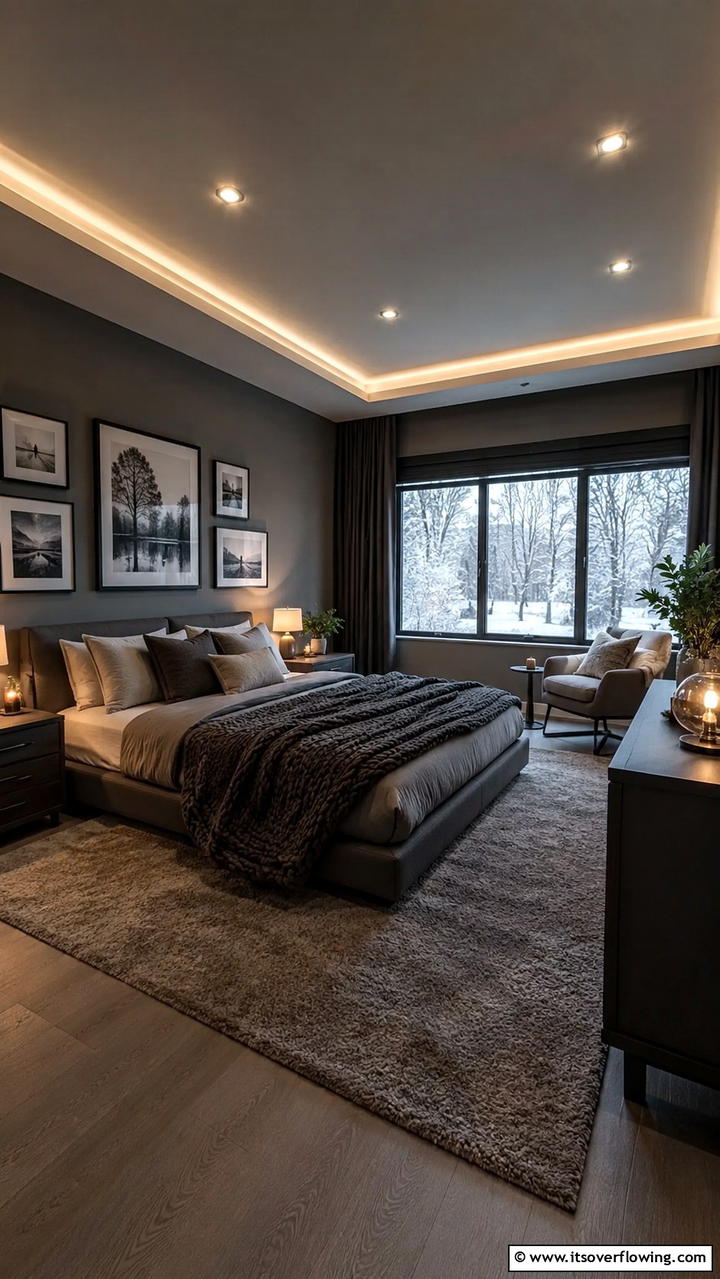 Subtle Sophistication in Every Corner - 30 Dark Grey Bedroom Ideas for Modern Serene Spaces