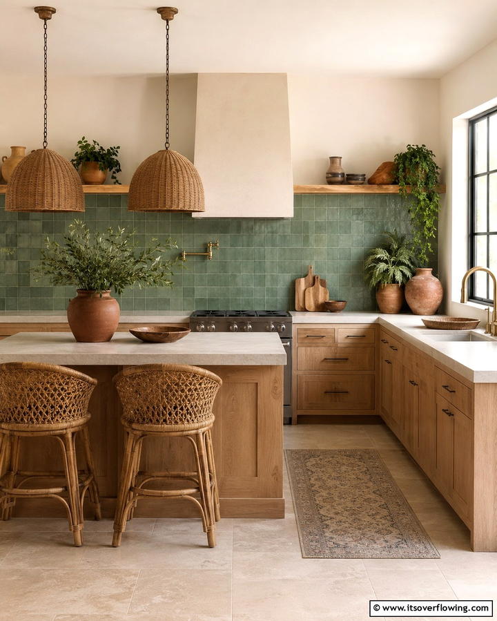 Subtle Sophistication with Eucalyptus Green - 25 Chic Kitchen With Green Backsplash Ideas