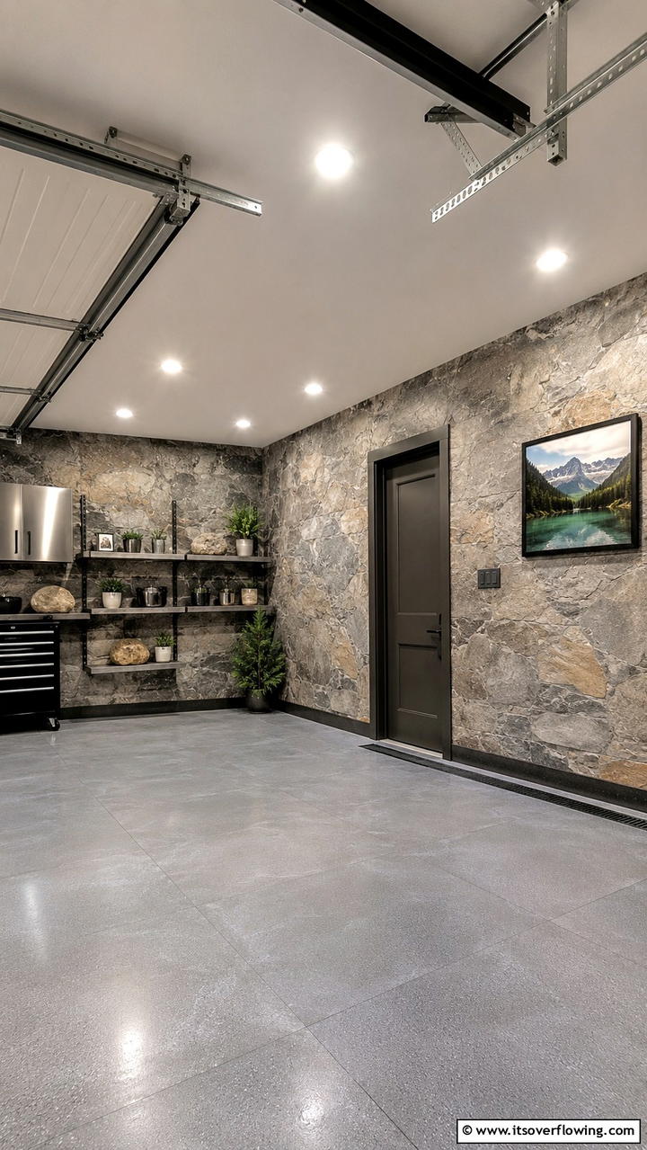 Subtle Stone Effect - 30 Creative Garage Wall Paint Ideas for a Fresh Look