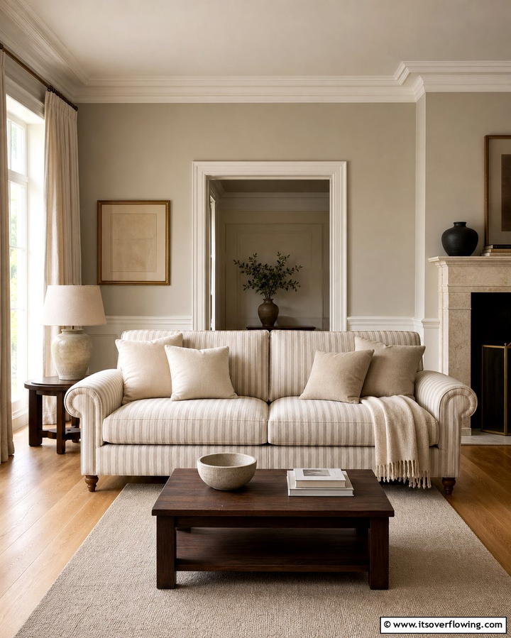 Subtle Striped Upholstery - 25 Nancy Meyers Interior Design Ideas- Timeless & Elegant