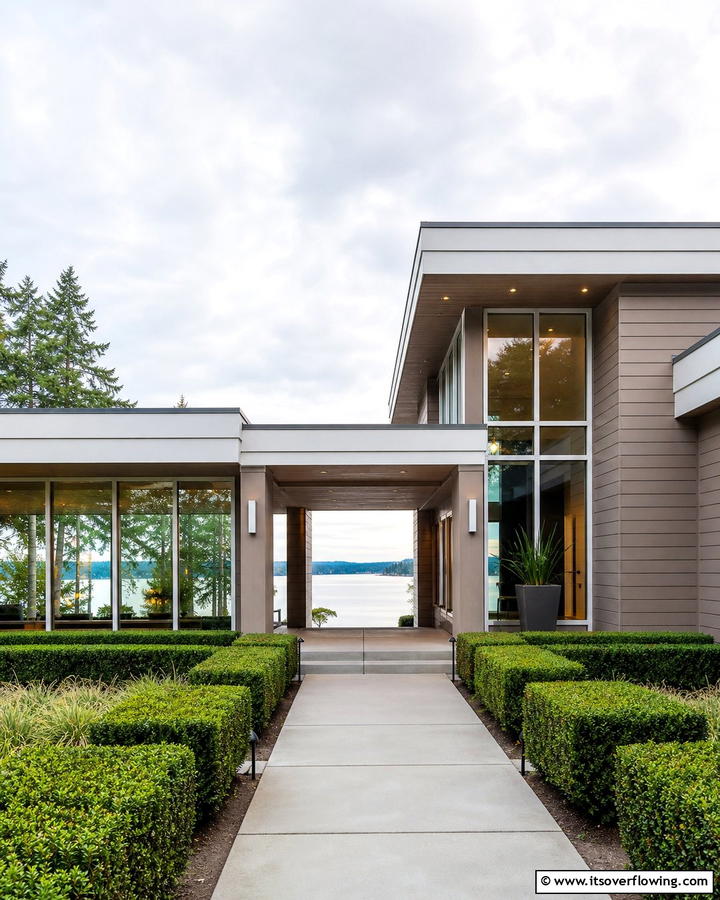 Subtle Taupe Modernity - 30 Lake House Exterior Color Ideas Inspired by Nature
