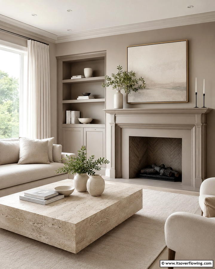 Subtle Taupe Transformation - 30 Fireplace Paint Color Ideas for a Fresh Update
