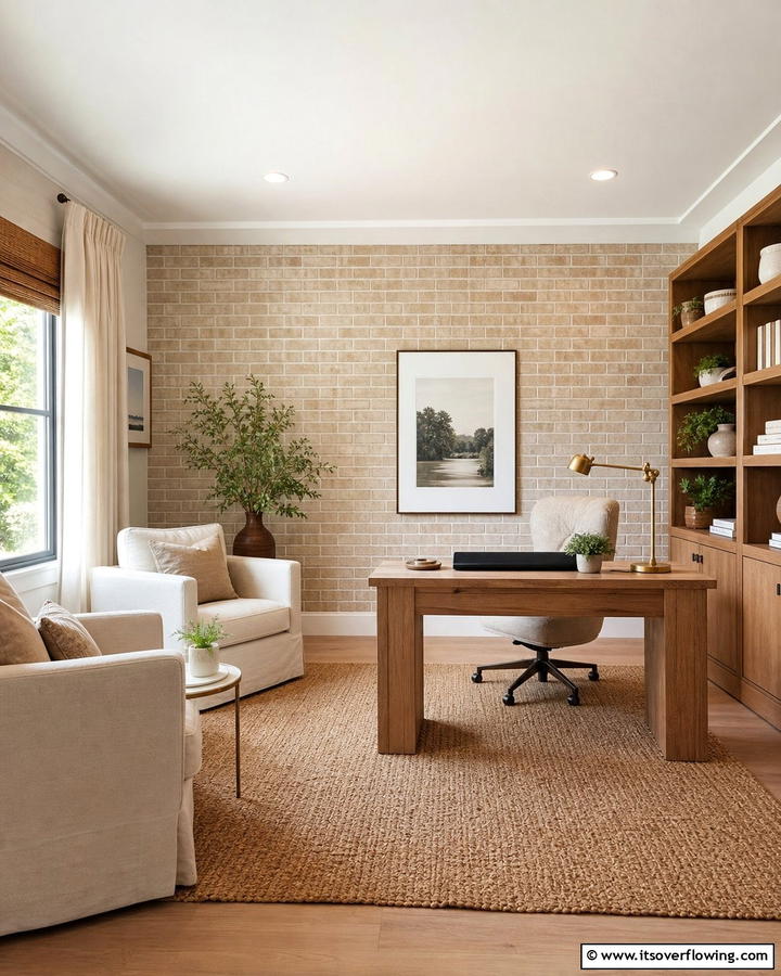 Subtle Texture with Soft Beige Brick Wallpaper - 25 Brick Wallpaper Ideas to Transform Your Interior Spaces