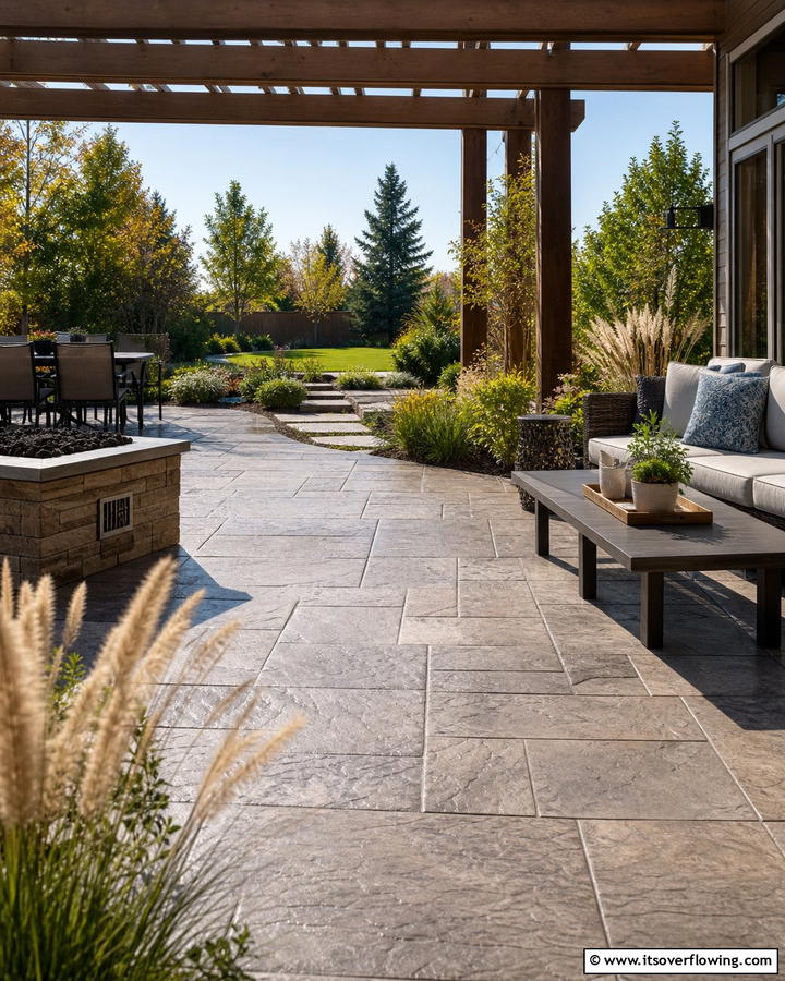 Subtle Textured Patterns - 21 Stamped Concrete Patio Designs to Elevate Outdoor Spaces