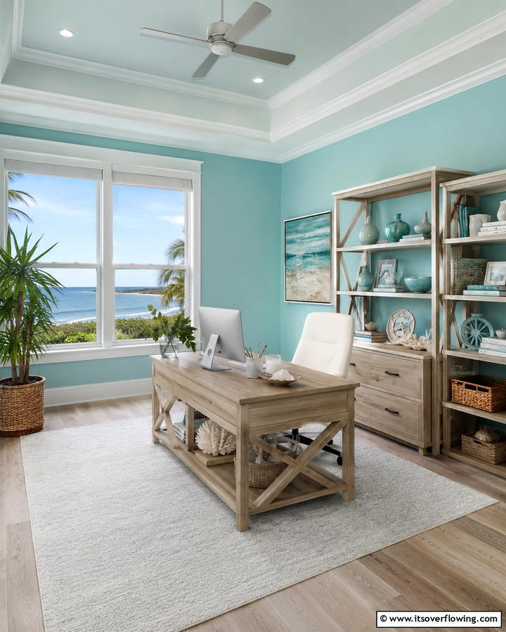 Subtle Turquoise Calm - 30 Home Office Paint Colors- Boost Productivity & Style