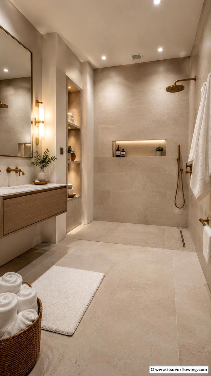 Subtle Understated Sophistication - 30 Doorless Walk-In Shower Ideas for Modern Bathrooms