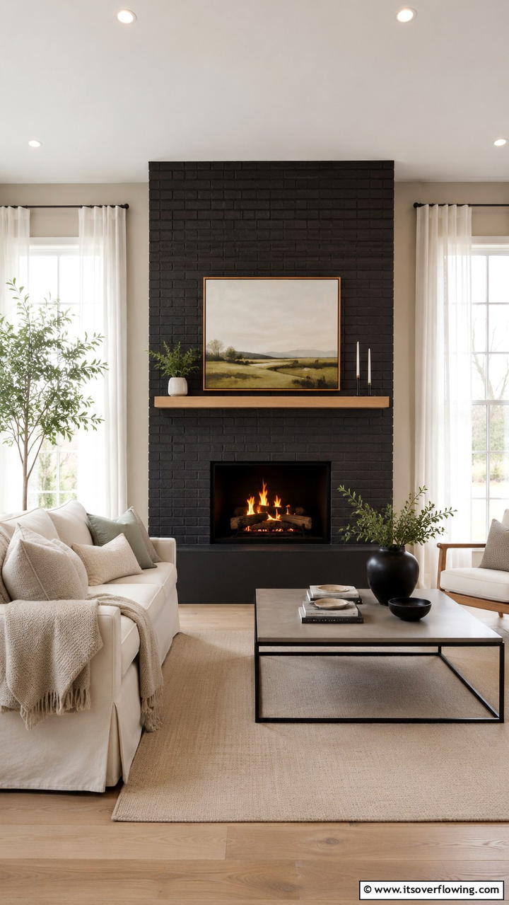Subtle Yet Striking Black Brick Fireplace - 30 Black Brick Fireplace Ideas for Dramatic Focal Points