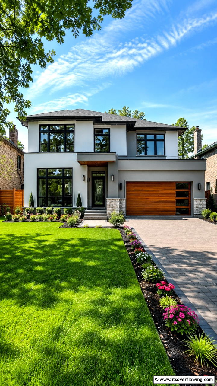 Suburban Residence with Bold Black Windows - 30 Modern House Designs With Black Windows Inspiration