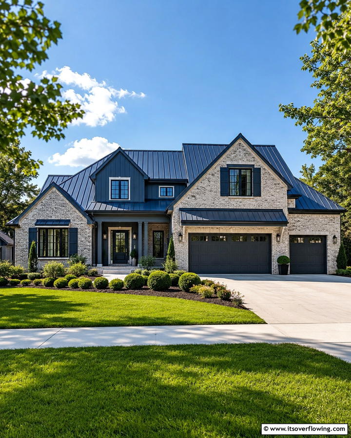 Suburban SophisticationExact - 25 Houses With Blue Metal Roofs for Curb Appeal