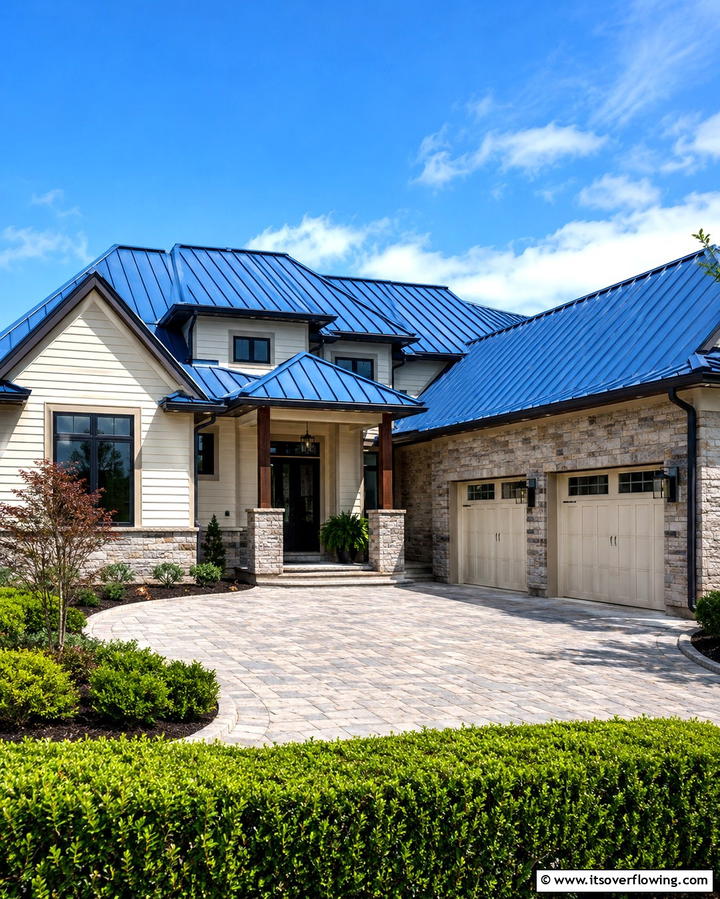 Suburban SophisticationOne - 25 Houses With Blue Metal Roofs for Curb Appeal
