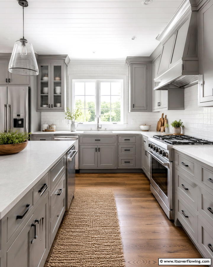 Subway Tile Backsplash for a Timeless Look - 25 Farmhouse Kitchen with Gray Cabinets Ideas