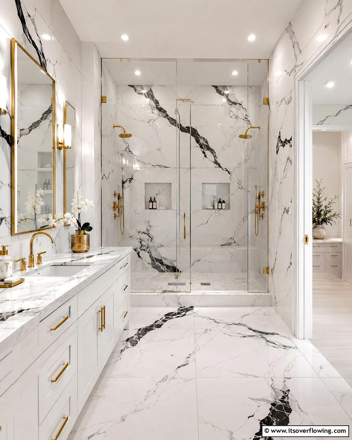 Subway Tile Elegance - 30 Striking Black & White Bathroom Tile Designs for Timeless Style