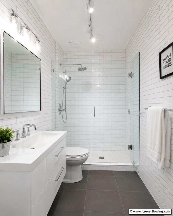 Subway Tile Sophistication - 30 Grey and White Bathroom Ideas for Modern Serenity