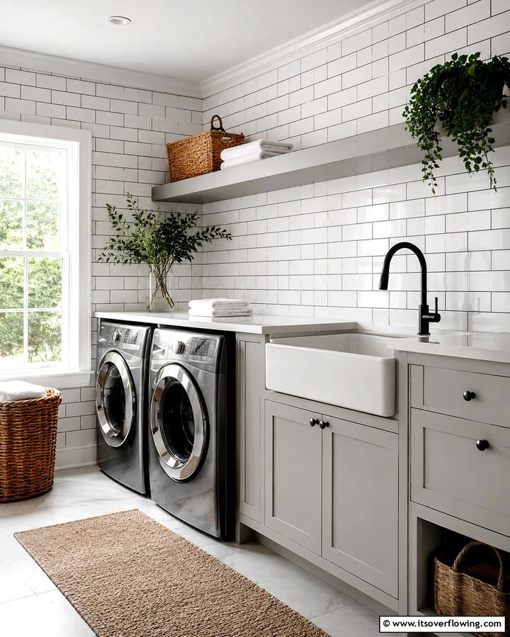 Subway Tiles for a Clean and Classic Look - 30 Laundry Room Tile Ideas for Durable Style Updates