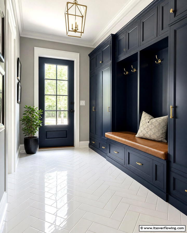 Subway Tiles with a Twist - 25 Mudroom Tile Floor Ideas- Durable & Stylish Designs