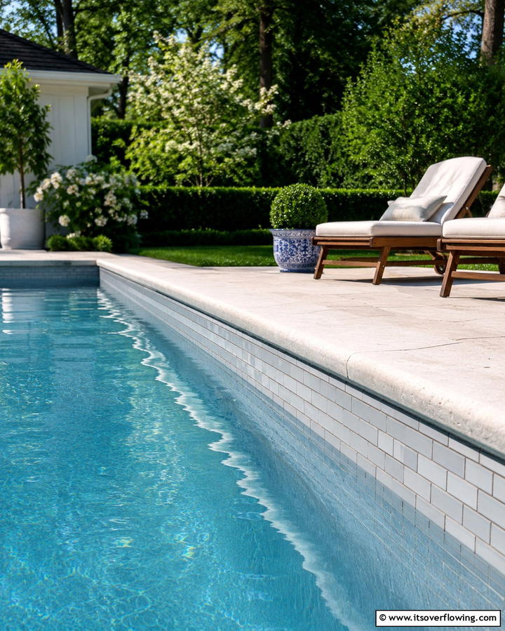 Subway Tiles - 20 Waterline Pool Tile Ideas for a Stunning Backyard Oasis