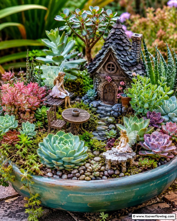 Succulent Fairy Garden - 20 Large Fairy Garden Ideas for a Magical Outdoor Space