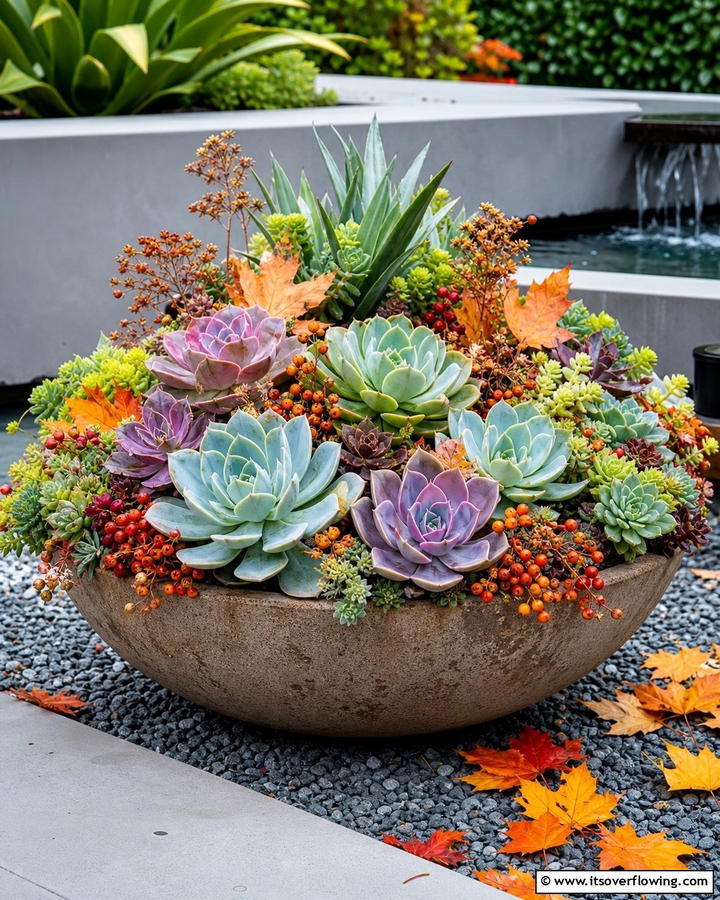 Succulent Fall Fusion - 21 Fall Planter Ideas to Refresh Your Outdoor Spaces