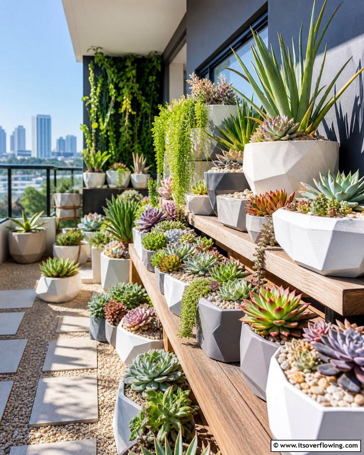 Succulent Oasis - 21 Balcony Garden Ideas to Transform Small Spaces into Green Havens