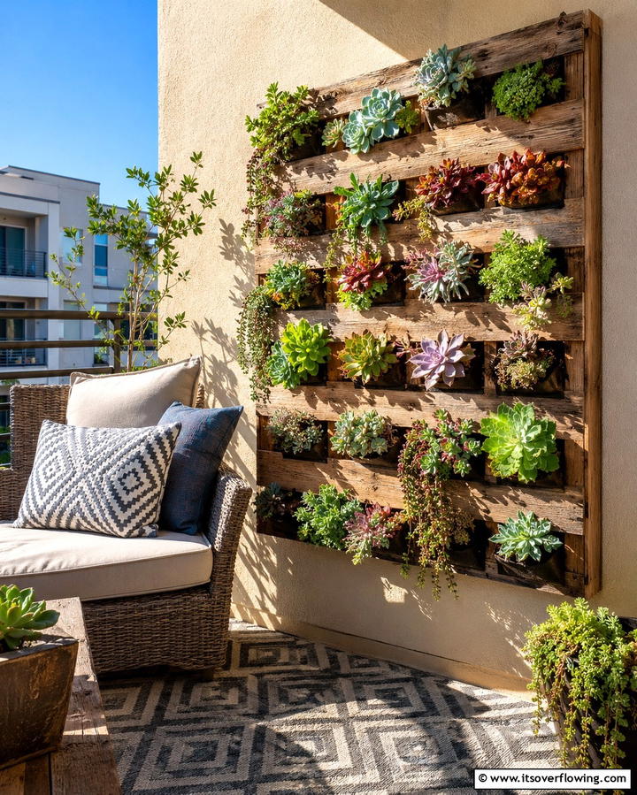 Succulent Pallet Wall - 25 Vertical Pallet Garden Ideas for Urban Spaces