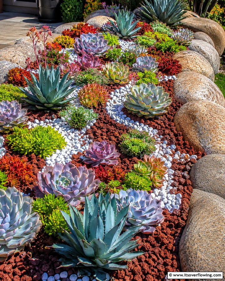Succulent Rock Beds - 25 Rock Landscaping Ideas to Transform Your Outdoor Space