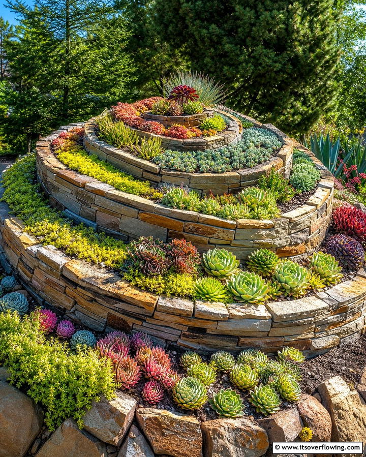 Succulent Spiral Garden - 25 Succulent Garden Ideas for Low-Maintenance Beauty