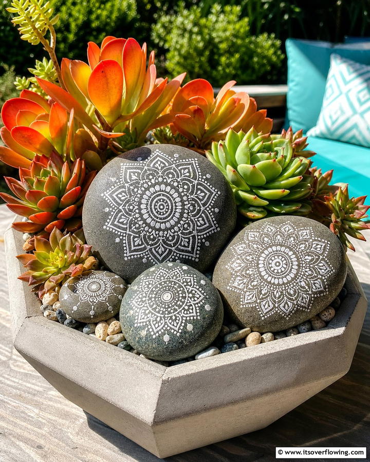 Succulent Stone Art - 25 Succulent Garden Ideas for Low-Maintenance Beauty