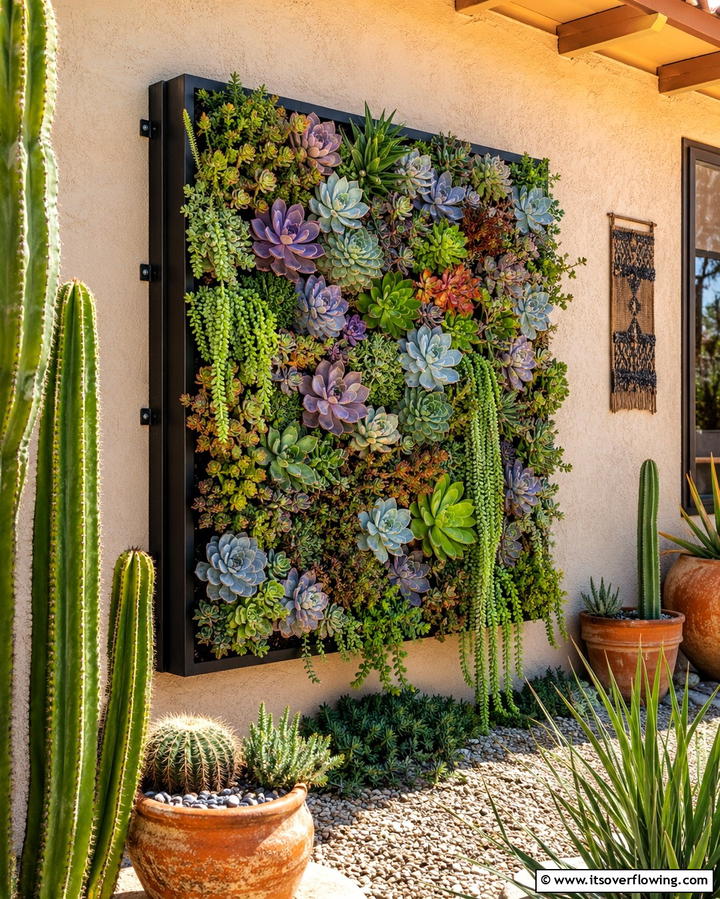 Succulent Wall Art - 25 Arizona Backyard Ideas for Desert Landscapes