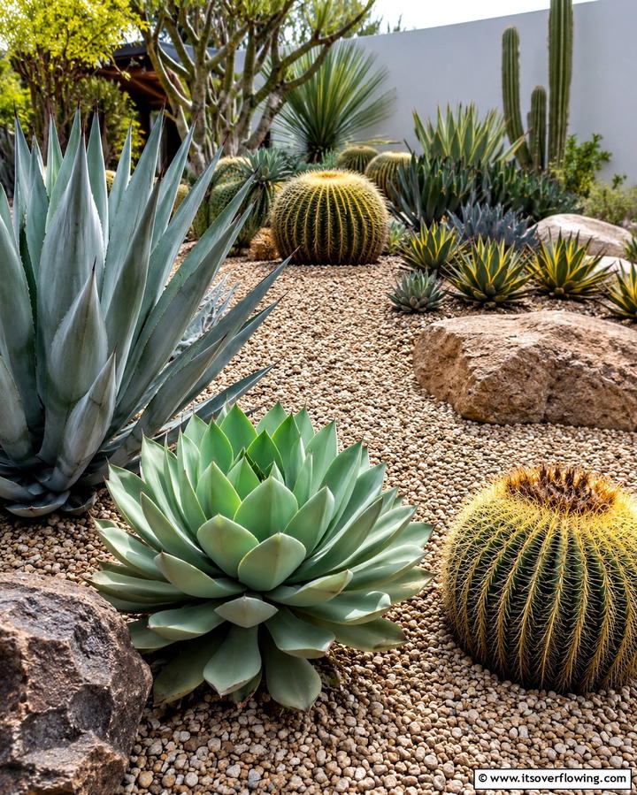 Succulent and Cactus Flower Beds - 30 Front Yard Flower Bed Ideas for Curb Appeal Boost