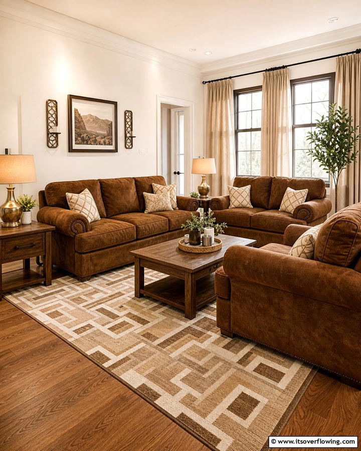 Suede Furniture for a Soft Appeal - 25 Brown Living Room Ideas for Warm and Cozy Vibes
