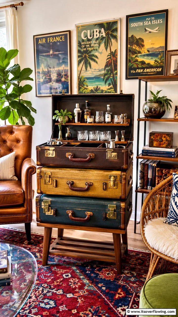 Suitcase Bar - 30 Budget-Friendly Home Bar Ideas for Entertaining