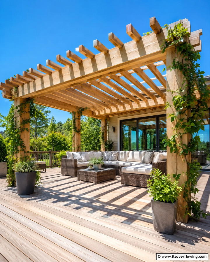 Sun Soaked Pergola Deck - 30 Budget-Friendly Backyard Deck Ideas for Stylish Outdoor Living