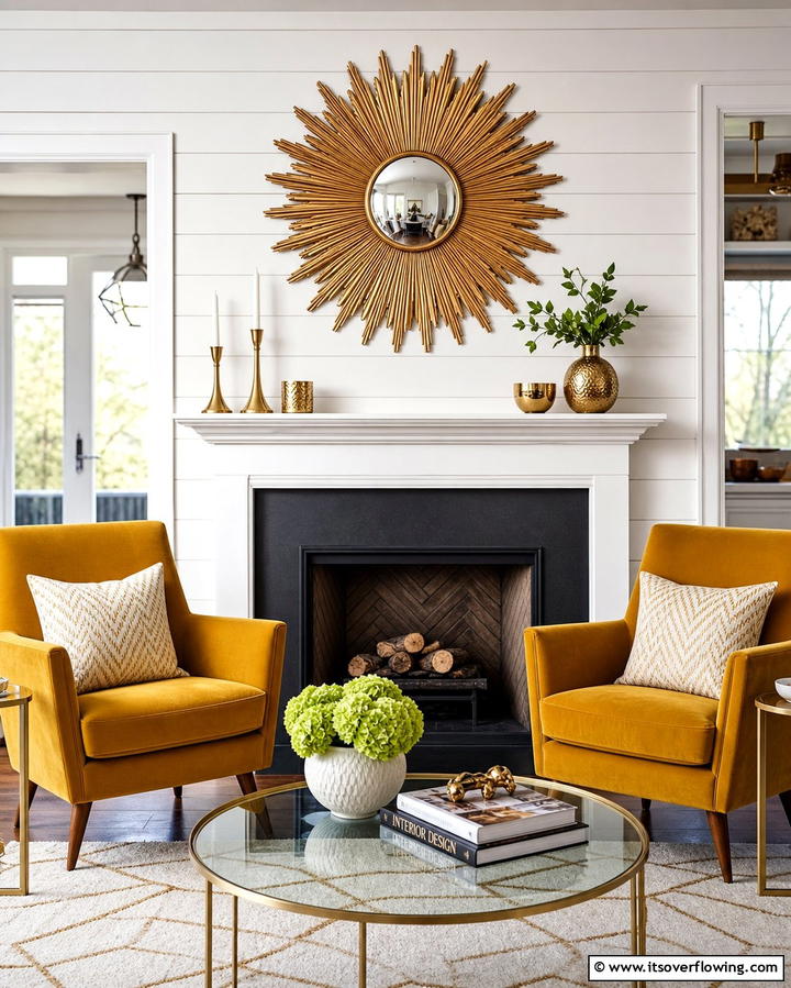 Sunburst Mirror for a Bold Statement - 25 Mirror Over Fireplace Ideas to Elevate Your Space